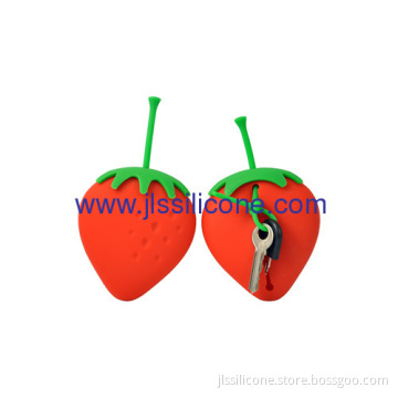 Strawberry Style Silicone Keychain Bag 